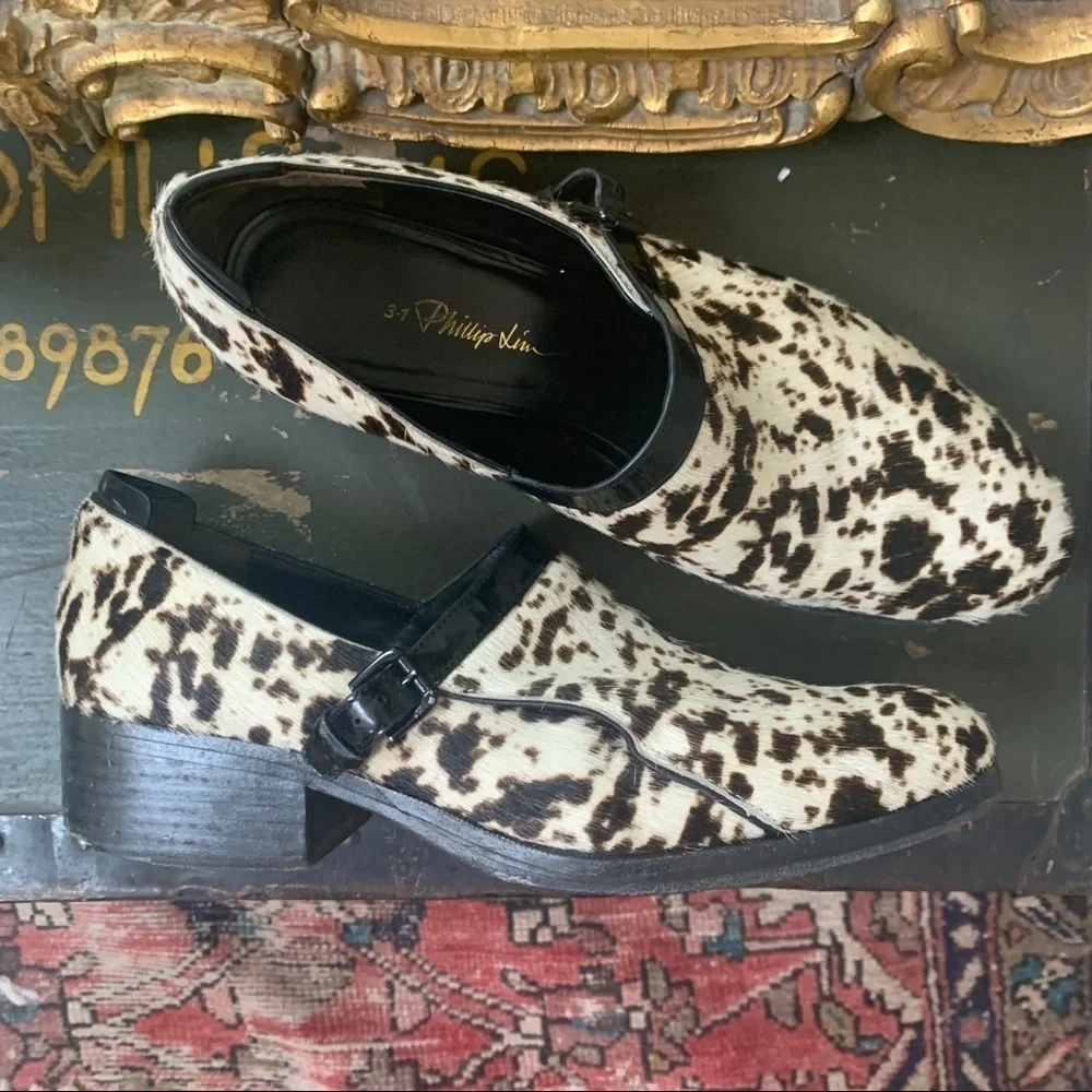 3.1 Phillip Lim Spotted Calf Hair Clog Loafers